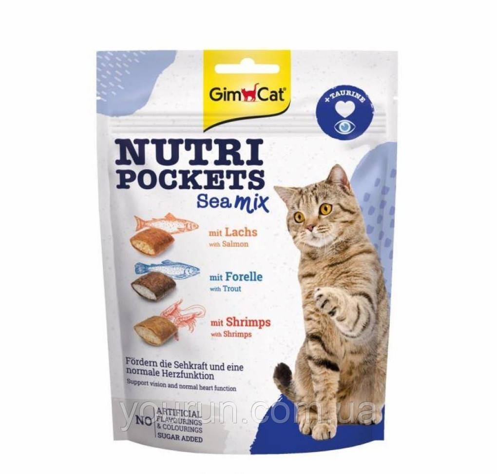 GimCat (ДжімКет) Nutri Pockets Sea Mix - Лакомства для котів Морської мікс, фото 1
