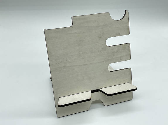 Настільна підставка для смартфона з дерева тримач для гаджетів на стіл 19х21см, фото 2