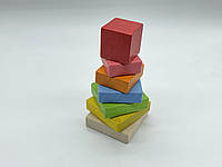 Пирамидка детская деревянная 7х16 см разноцветная игрушка из экологического материала