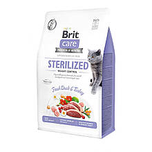 Корм сухий для стерелізованних котів із зайвою вагою Brit Care Cat GF Sterilized Weight Control 400 г (качка і індичка)