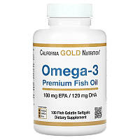 Рыбий жир California GOLD Nutrition "Omega-3 Premium Fish Oil" 180 мг EPA / 120 мг DHA (100 капсул)