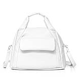 Жіноча містка біла сумка на ремінці через плече та двома ручками матова екошкіра, фото 2