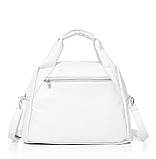 Жіноча містка біла сумка на ремінці через плече та двома ручками матова екошкіра, фото 3