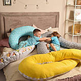 У-подібна подушка обіймашка для сну 150 см. + наволочка на блискавці Лисички Велика та зручна, фото 6