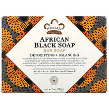 Африканське чорне мило Nubian Heritage "African Black Soap" шматкове, детокс і догляд (142 г)