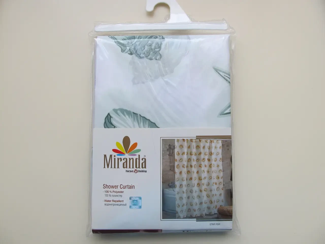 Шторка,фіранка у ванну кімнату Miranda(STAR FISH бірюзова)