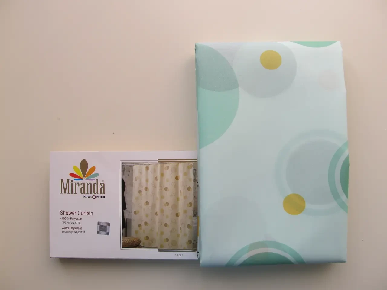Шторка,фіранка у ванну кімнату Miranda CIRCLE зелена