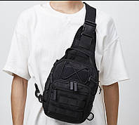 Чоловіча тактична сумка через плече у чорному кольорі.