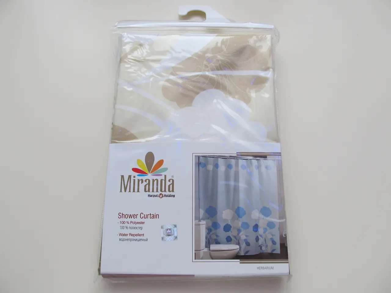 Шторка,фіранка у ванну кімнату Miranda HERBARIUM бежева