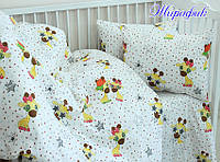 Турецкое детское постельное белье в кроватку ранфорс для новорожденных 110*140 Жирафик