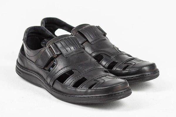 Чоловічі шкіряні літні туфлі Comfort Leather Black чорні, фото 1