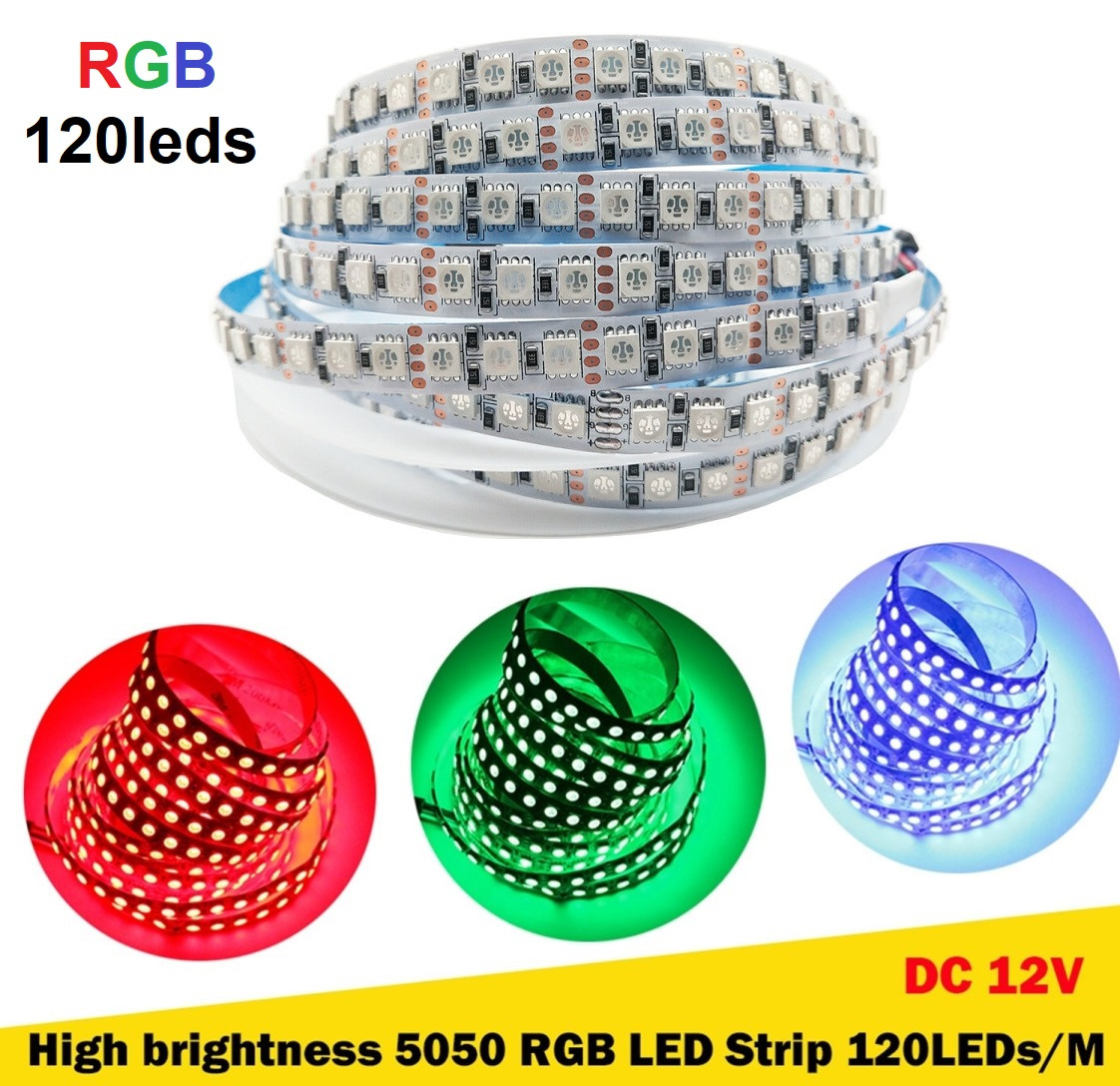 Світлодіодна стрічка LEDTech RGB 5050 ip20 120led/m багатобарвна преміум, фото 1