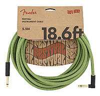 Инструментальный кабель FENDER 18.6' ANGLED FESTIVAL INSTRUMENT CABLE PURE HEMP GREEN (5.5 м)