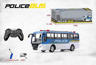 Іграшка Автобус на радіокеруванні 666-690 NA "Поліція", підсвітка, акумулятор 3.7V, керування 2.4