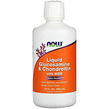 Глюкозамін і хондроїтин з МСМ, NOW Foods "Liquid Glucosamine & Chondroitin with MSM" цитрусовий смак (946 мл)