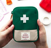 Маленькая личная аптечка-органайзер для лекарств (13х18 см) Зеленая, дорожная
