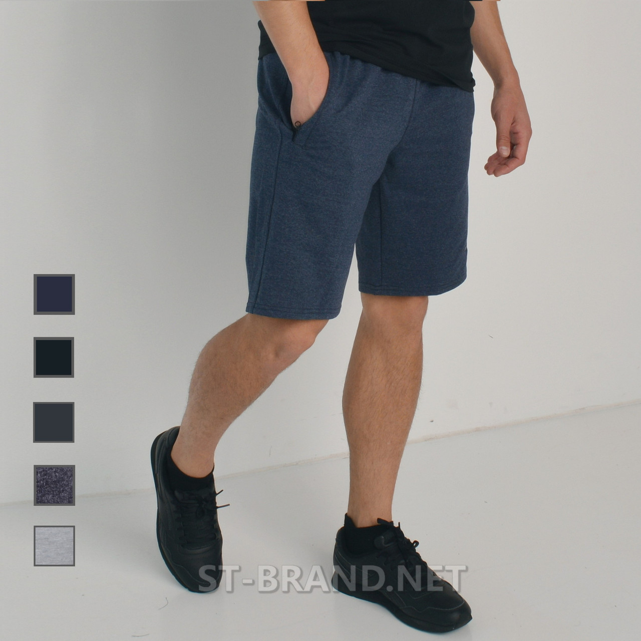 48,50. Чоловічі трикотажні зручні шорти ST-BRAND - сині (джинс)