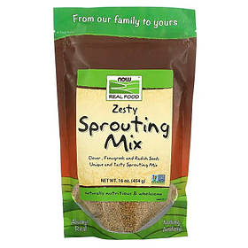 Мікс насіння для проростання NOW Foods, Real Food "Zesty Sprouting Mix" (454 г)