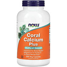 Кораловий кальцій NOW Foods "Coral Calcium Plus" з вітаміном D (250 капсул)