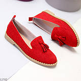 Нарядные красные замшевые женские мокасины с перфорацией цвет на выбор (обувь женская), фото 2