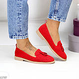 Нарядные красные замшевые женские мокасины с перфорацией цвет на выбор (обувь женская), фото 6