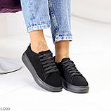 Модные черные замшевые женские кроссовки криперы натуральная замша (обувь женская), фото 9