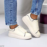 Бежевые кожаные женские кроссовки криперы натуральная кожа на платформе (обувь женская), фото 7