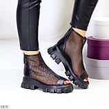 Модные черные летние женские ботинки босоножки "мартинсы" на утолщенной подошве 36-23,5 см (обувь женская), фото 10