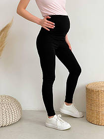 Легінси для вагітних WOW MOM Трикотаж Чорні XXL (1_011)