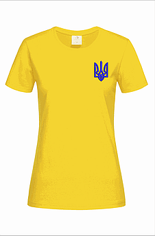 Жіноча футболка з вишивкою Тризуб, жовта