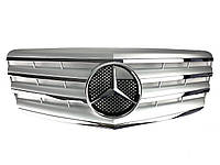 Решетка радиатора на Mercedes E-class W211 2006-2009 год AMG стиль ( Серая с хром вставками )