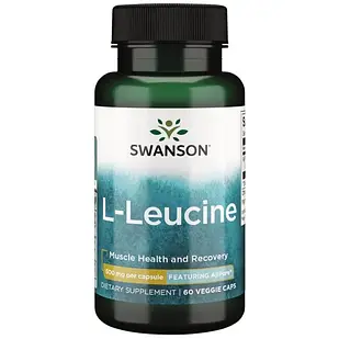 Swanson AjiPure L-Leucine, Pharmaceutical Grade Фармацевтичний рівень L-лейцин, 500 мг, 60 капсул