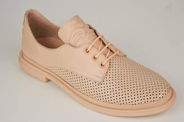 Туфли перфорированные Evromoda 14133 36 Пудра кожа, фото 1