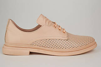 Туфли перфорированные Evromoda 14133 36 Пудра кожа, фото 2