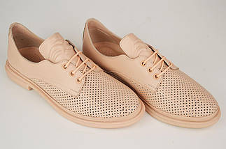 Туфли перфорированные Evromoda 14133 36 Пудра кожа, фото 5