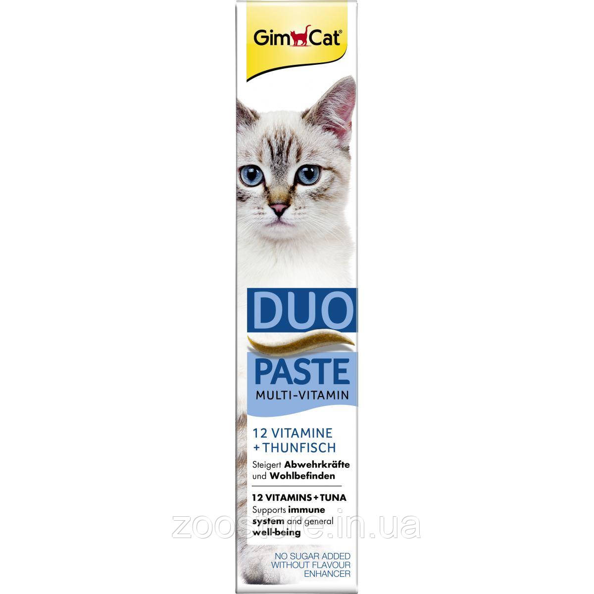 Ласощі паста вітаміна для котів GimCat Multi-Vitamin Duo-Paste Tuna + 12 Vitamins 50 г (мультивитамин)