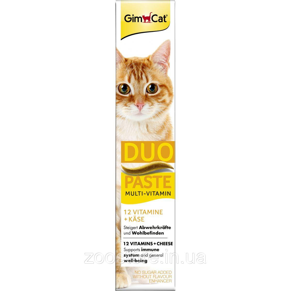Лакомство паста вітамінна для котів GimCat Multi-Vitamin Duo-Paste Cheese + 12 Vitamins 50 г (мультивітамін)