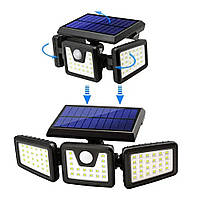 Уличный тройной фонарь на солнечной батарее FL-1725А / Светодиодный фонарь-прожектор с датчиком движения
