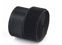 Липучка для одягу та взуття Нейлон преміум якості Італія ширина 5 см колір Чорний