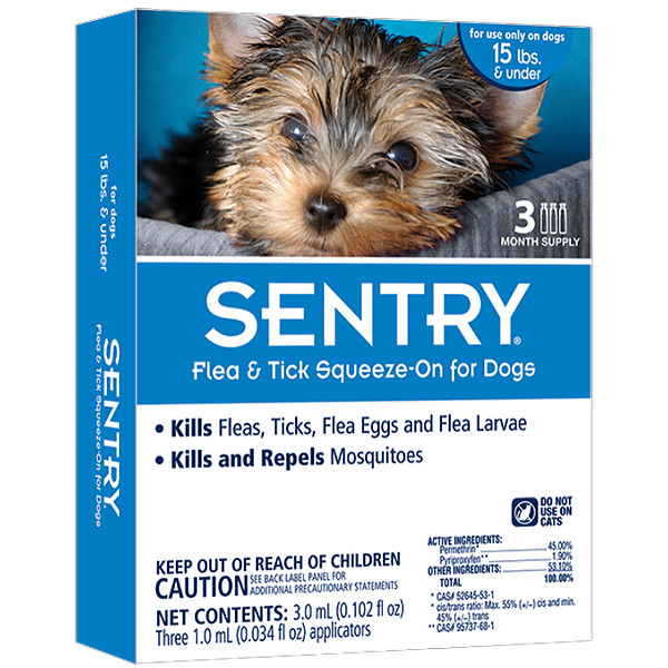SENTRY краплі від блох кліщів і комарів для собак до 7кг, 1шт