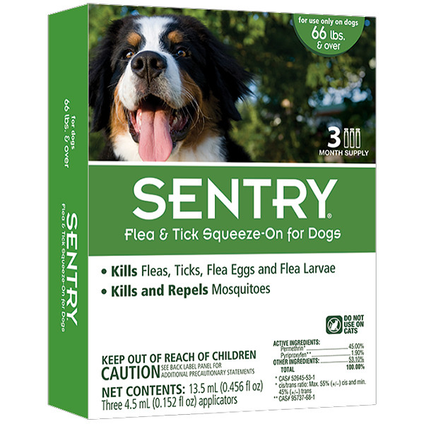 SENTRY краплі від блох кліщів і комарів для собак більше 30кг, 1шт.