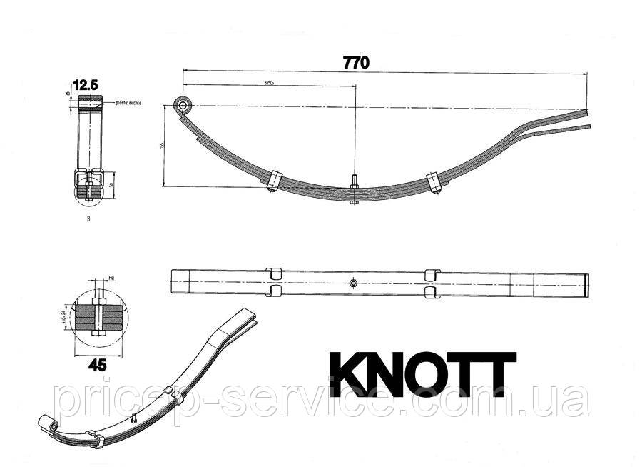 Ресора Knott 4 аркуші для легкового причепа