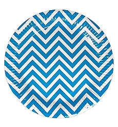 Одноразові тарілки "Зігзаг", (10 шт.), Ø - 18 см, колір - блакитний з білим