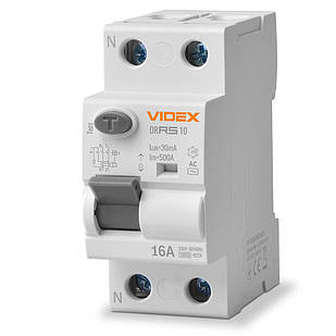 Диференційне реле Videx Resist АС 2п 30мА 10кА 16А VF-RS10-DR2AC16 27104