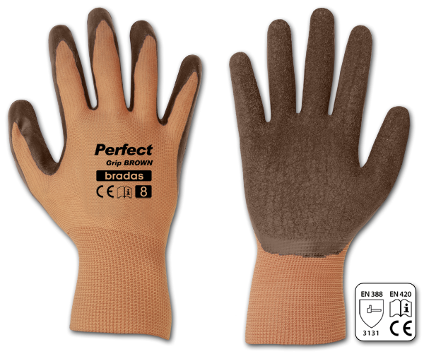 Рукавички захисні PERFECT GRIP BROWN латекс, розмір 8, RWPGBR8