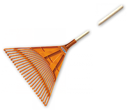 Граблі віялові - 24 зубці, держак дерев'яний, KT-CX24B