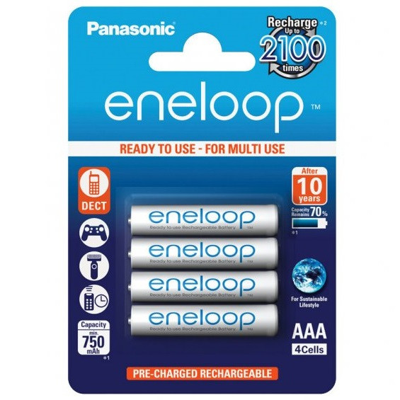 Аккумуляторы ААА мини-пальчиковые 750mAh PANASONIC ENELOOP R3 4bl - фото 1 - id-p1607125321