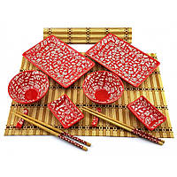 Керамический набор для суши и роллов красный