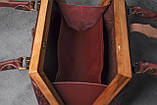 Унікальна бордова вечірня сумочка 'Калла', комбінація натуральної шкіри та дерева, фото 6