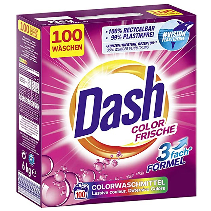 Пральний порошок Dash Color Frische 6 кг 100 циклів прання миючі засоби для прання